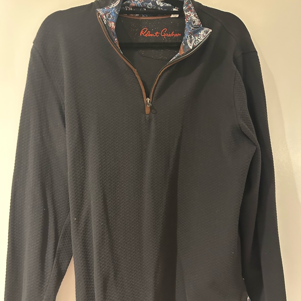NWT Robert Graham Black Quarter-Zip Sweater